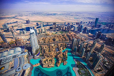 Aerial view of Downtown Dubai